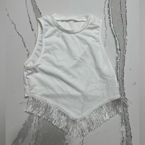 White Fringe Crop Top